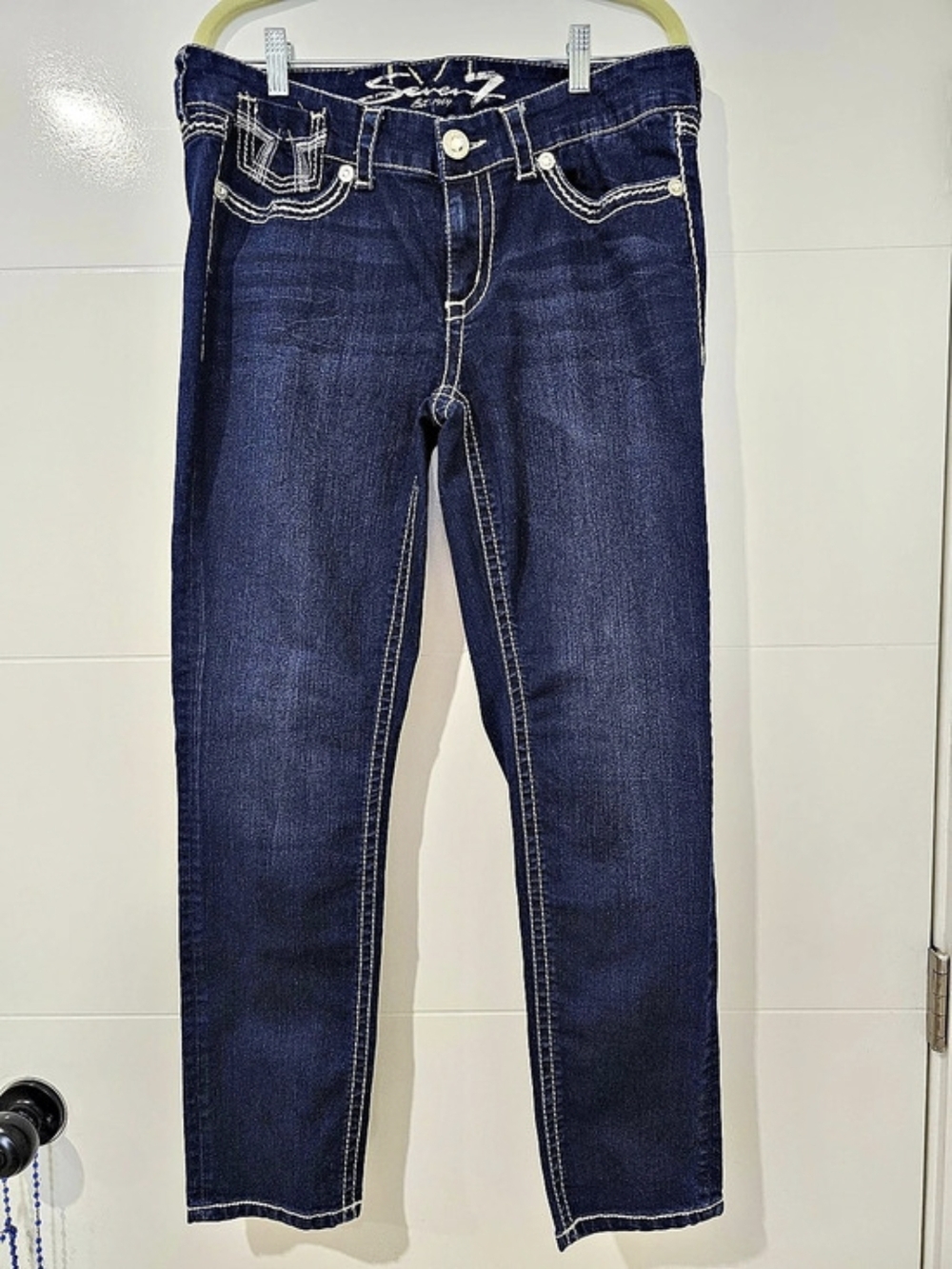 Seven7 2000's Skinny Women's Dark Wash Blue Denim Jeans Size 14